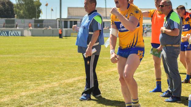 Clare's Keelan Sexton celebrates during the All Ireland SFC Round 2 Qualifier against Offaly in June.