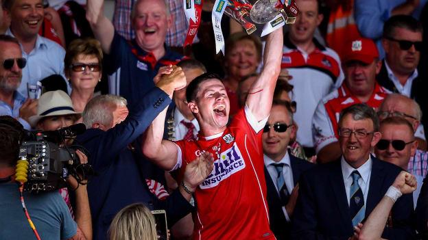 Cork captain Seamus Harnedy lifts the Cup after victory over Clare in the 2018 Munster SHC Final.