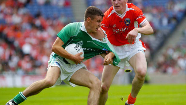 Fermanagh's Mark Little in action against Armagh's Andy Mallon in the 2004 All-Ireland SFC Quarter-Final. 