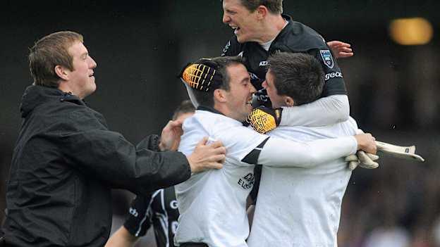 David Kelly celebrates with team-mates after victory in the 2010 Connacht SFC Final. 