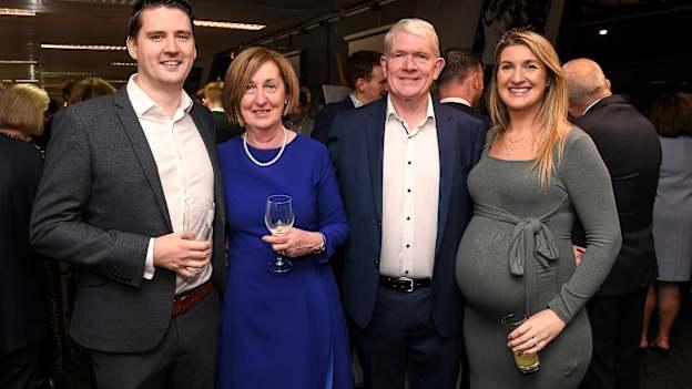 2019 MacNamee Award Hall of Fame winner Martin Breheny pictured with son in law James Hanlon, wife Rosemary, and daughter Linda at Croke Park on Saturday.