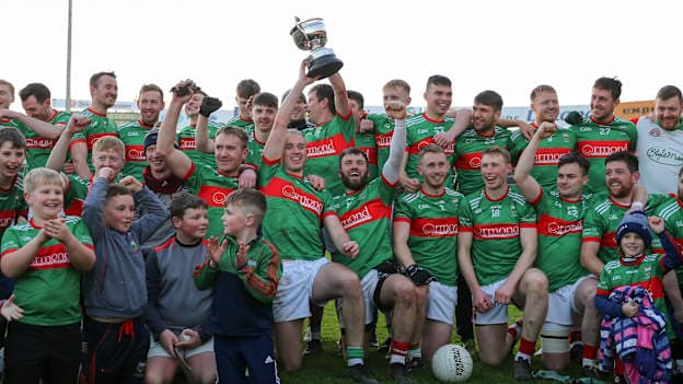 Loughmore-Castleiney players celebrate after the Tipperary County Senior Club Football Championship Final match between Clonmel Commercials and Loughmore-Castleiney at Semple Stadium in Thurles, Tipperary. 