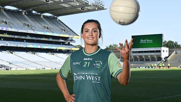 John West Féile Ambassador and Armagh Footballer Aimee Mackin in attendance at the launch of John West Féile, 2021 at Croke Park in Dublin. 