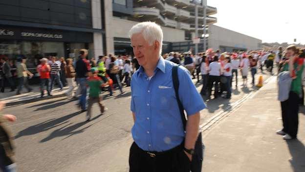 Former Gaelic Games Correspondent of the Irish Examiner, Jim O'Sullivan, pictured outside Croke Park before the 2008 All-Ireland SFC Final between Tyrone and Kerry. 
