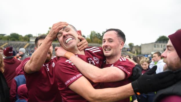 Paul Finlay,right, and Shane McGuinness of Ballybay celebrates during the Monaghan County Senior Football Championship Final match between Scotstown and Ballybay Pearse Brothers at St Tiernach's Park in Clones, Monaghan. 