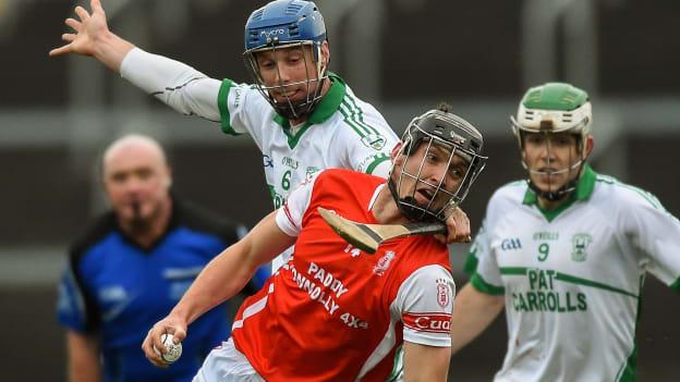 Brian Hogan and Paddy Deegan in action together for O'Loughlin Gaels against Cuala in the 2016 AIB Leinster SHC Club Final. 