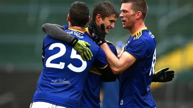 Wicklow players celebrate following the Allianz Football League Division 4 Round 7 match between Wexford and Wicklow at Chadwicks Wexford Park in Wexford. 