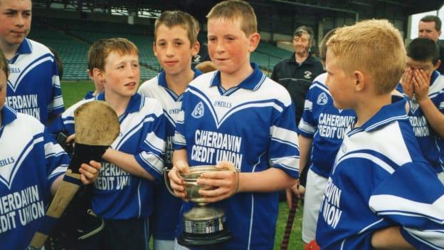 Shane Dowling accepts the Limerick Leader Cup as captain of Christ the King BNS. 