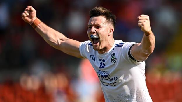 Monaghan's Dessie Ward celebrates at the end of a gripping game.