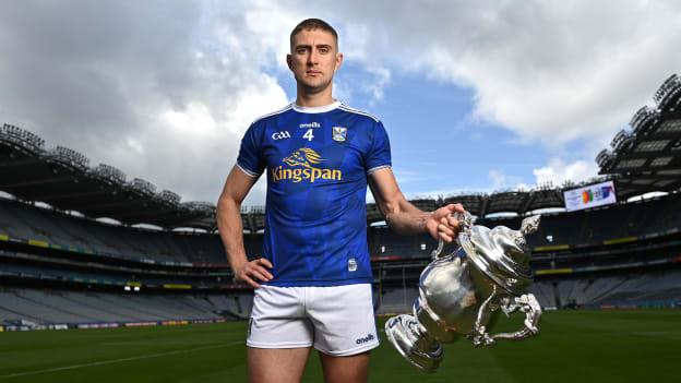 Cavan's Killian Clarke pictured with the Tailteann Cup.