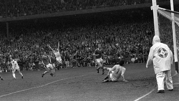 Seamus Darby celebrates after scoring a dramatic last gasp goal for Offaly against Kerry in 1982.
