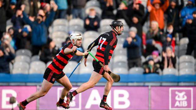Ballygunner's Harry Ruddle and Dessie Hutchinson celebrate at Croke Park.
