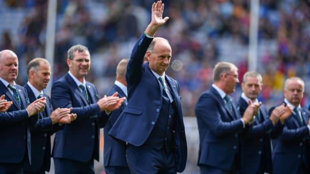 Joe Dooley of the Offaly 1994 All-Ireland winning Jubilee team as the team are honoured prior to the 2019 GAA Hurling All-Ireland Senior Championship Final match between Kilkenny and Tipperary at Croke Park in Dublin. 