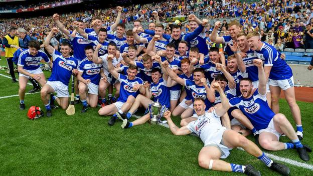 Laois players celebrating following last Sunday's Joe McDonagh Cup success at Croke Park.
