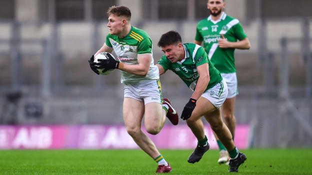 Ethan Doherty, Glen, and Seán Kelly, Maigh Cuilinn, in AIB All-Ireland Club SFC Semi-Final action at Croke Park.