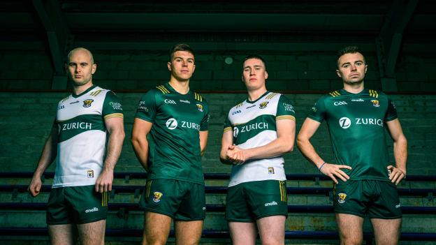 Wexford senior hurlers and footballers Mark Fanning, Eoin Porter, Darragh Brooks, and Rory O’Connor model the new commemorative jersey launched by Wexford GAA and O’Neill’s to mark 130 years since the county’s first All-Ireland success: the 1893 All-Ireland Football title won by the Selskar Young Irelands club from Wexford town.