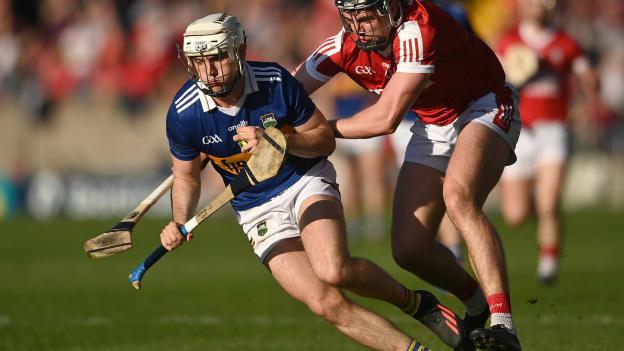 Johnny Ryan, Tipperary, and Darragh Fitzgibbon, Cork, in Munster SHC action at Páirc Uí Chaoimh. Photo by David Fitzgerald/Sportsfile