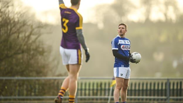 Ross Munnelly prepares to take a free-kick against Wexford in the 2020 O'Byrne Cup. 