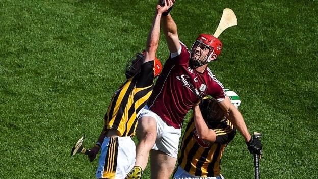 Cillian Buckley catches the ball above Galway's Jonathan Glynn in the Leinster SHC Final. 