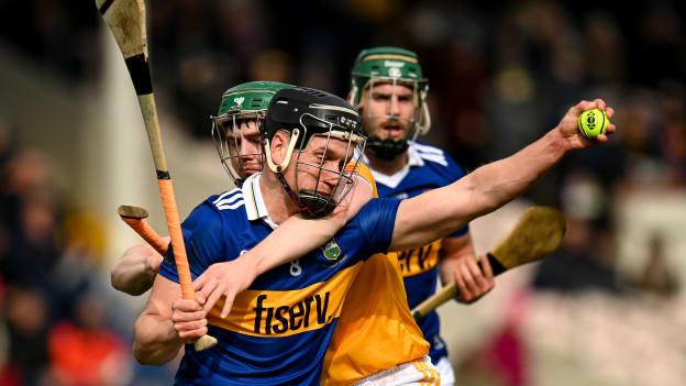 Dan McCormack of Tipperary in action against Conal Cunning of Antrim during the Allianz Hurling League Division 1 Group B match between Tipperary and Antrim at Semple Stadium in Thurles, Tipperary.
