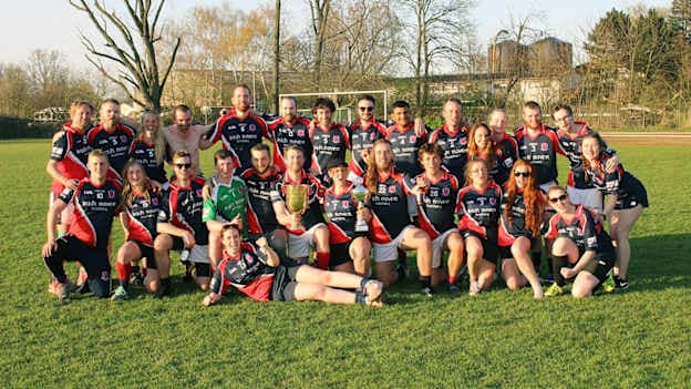 Happy Hamburg GAA club members pictured with silverware including the Sebi Rießbeck memorial cup.  