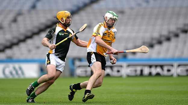 Liam Kelly of Middle East, right, in action against Emmett Whelan of Australasia during Day 4 of the  GAA World Games 2016 at Croke Park in Dublin. 