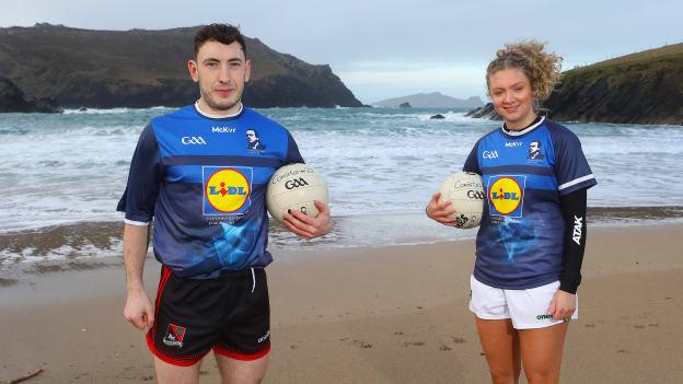 Kerry footballers Paudie Clifford and Niamh Ní Chonchuir pictured ahead of the Lidl Comórtas Peile Páidí Ó Sé 2022, the famed men's and ladies club Gaelic football festival which takes place all across the Dingle Peninsula this weekend.