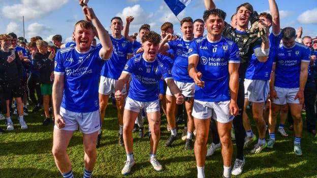 St Loman's players and supporters celebrating at TEG Cusack Park. Photo by Ben McShane/Sportsfile