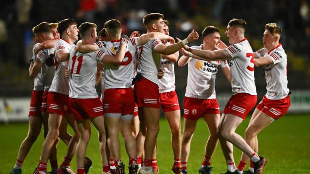 Tyrone players celebrating following the EirGrid Ulster Under 20 Final.