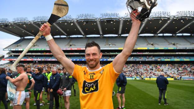 Neil McManus of Antrim pictured after the 2022 Joe McDonagh Cup Final match between Antrim and Kerry at Croke Park in Dublin.