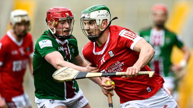 Shane Kingston of Cork in action against Darragh Egerton of Westmeath during the Allianz Hurling League Division 1 Group A match between Cork and Westmeath at Páirc Ui Chaoimh in Cork. 