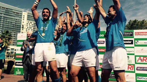 Argentina players celebrate in Abu Dhabi