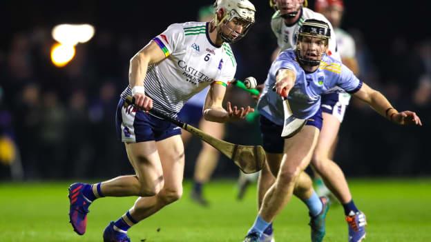 Bryan O’Mara of University of Limerick in action against Colm Prendiville of University College Dublin during the Electric Ireland HE GAA Fitzgibbon Cup Quarter-Final match between University of Limerick and University College Dublin at UL Grounds in Limerick. 