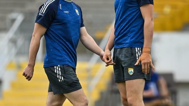 Paudie Clifford (left) pictured with his brother David before Kerry's Allianz Football League match against Roscommon in 2021. 