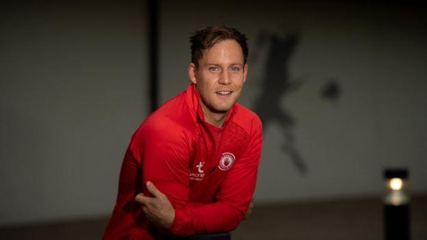 Kieran McGeary poses for a portrait during a Tyrone senior football media conference at Tyrone GAA Centre in Garvaghey, Tyrone. 