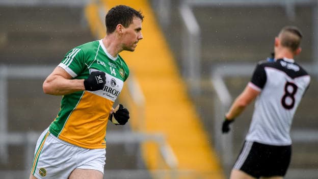 Experienced Offaly forward Niall McNamee celebrates at Bord Na Mona O'Connor Park.