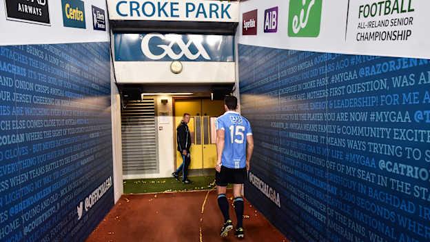 Bernard Brogan walks down the Hogan Stand tunnel after an eventful Saturday at Croke Park.