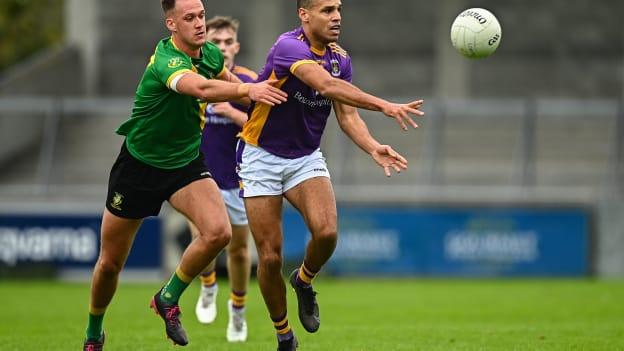 Craig Dias, Kilmacud Crokes, and Ryan Deegan, Thomas Davis, in Dublin SFC action at Parnell Park.
