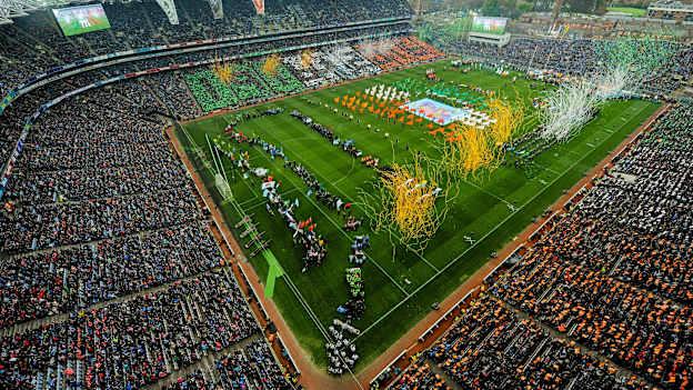 Bird's-eye view of Croke Park at the end of the Laochra performance. 