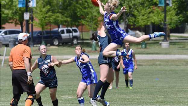 Erin Loughnane pictured in action on the Australian Football field.