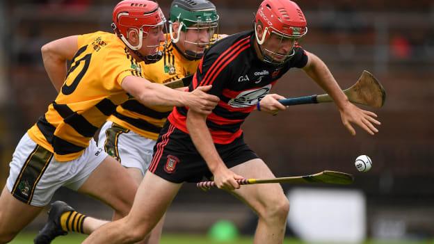 Billy O'Keeffe of Ballygunner in action against Shane Heaphy and Carthach Daly of Lismore during the Waterford County Senior Hurling Championship Semi-Final match between Ballygunner and Lismore at Fraher Field in Dungarvan, Waterford.