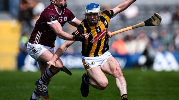 Huw Lawlor, Kilkenny, and Conor Whelan, Galway, in Leinster SHC action. Photo by Harry Murphy/Sportsfile