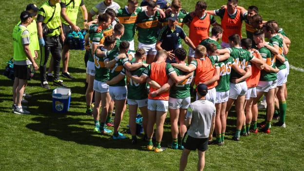 Kerry manager Jack O'Connor speaks to his players ahead of the GAA Football All-Ireland Senior Championship Semi-Final match between Dublin and Kerry at Croke Park in Dublin.