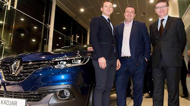 (l to r) GPA Chief Executive Officer, Paul Flynn, Patrick Magee of Renault Group Ireland, and GAA Director General, Tom Ryan, at the announcement of Renault as the official car sponsor of the GAA-GPA