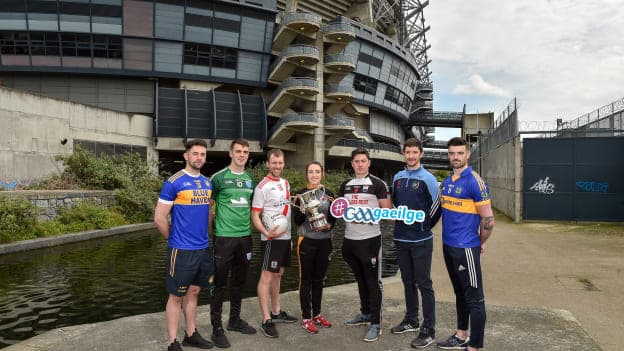 CLG Oileain Árainn's Conal O hIarnáin attended the launch of Comórtas Peile na Gaeltachta at Croke Park.