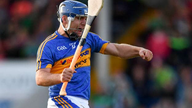 David Gleeson celebrates after scoring a goal for Tipperary against Limerick in the Bord Gáis Energy Munster Hurling semi-final. 