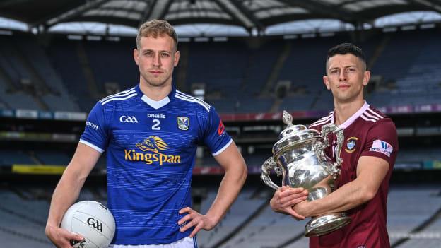Padraig Faulkner, Cavan, and Ronan O'Toole, Westmeath, pictured ahead of the Tailteann Cup Final at Croke Park.