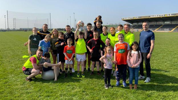 Coaches and children who took part in Crossmaglen Rangers' first GAA For All training session. 