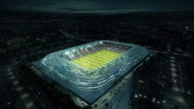 An artist's impression of how a redeveloped Casement Park might look. 