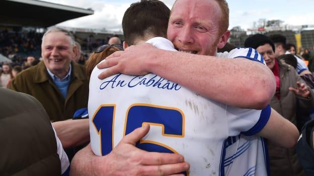 Cian Mackey and Conor Bradley celebrate at Kingspan Breffni.